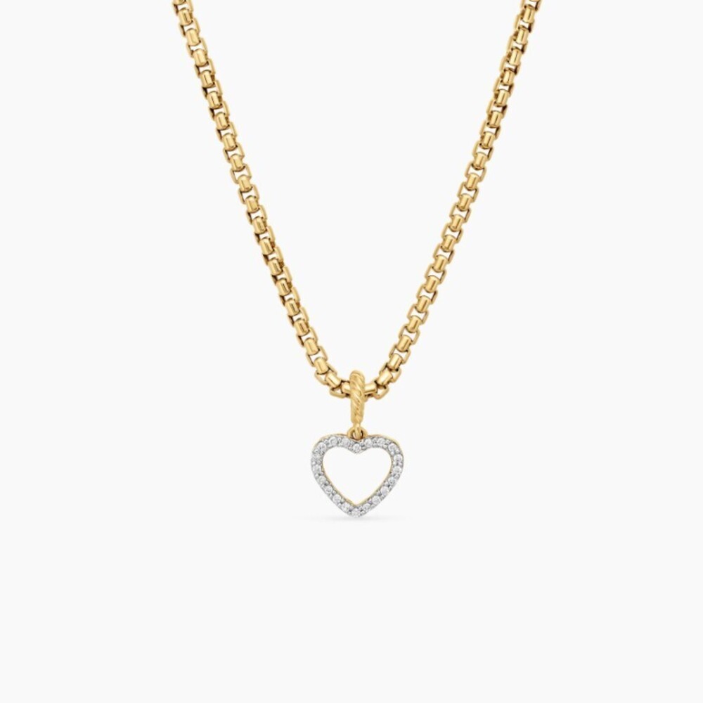 David Yurman Gold Openwork Heart-Shaped Diamond Necklace